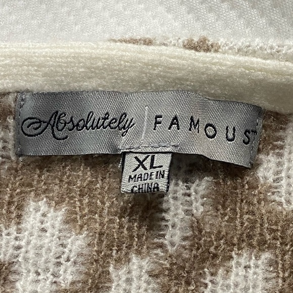 Cream & Tan Animal Print Pocketed Open Front Cardigan - Picture 6 of 7